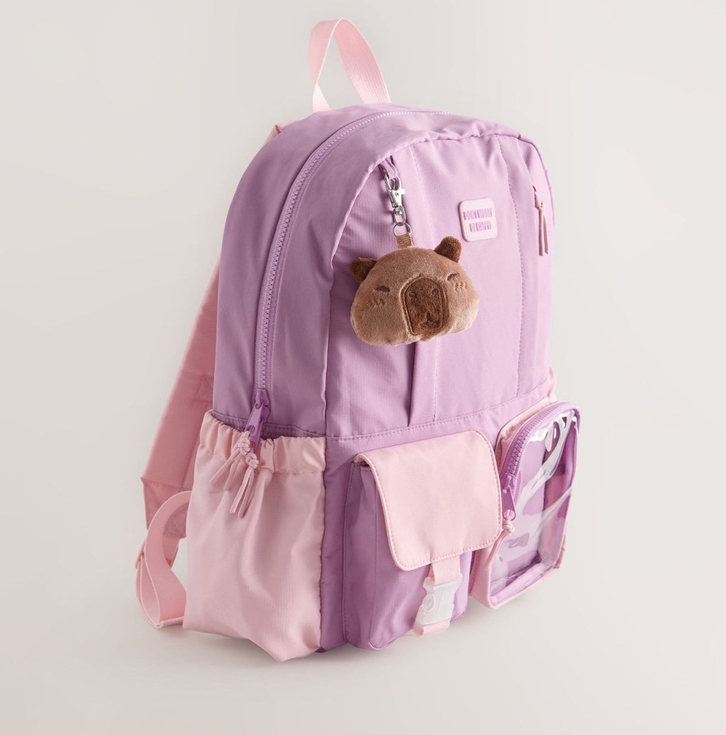 Lilac Purple Capybara Keyring Pocket Backpack