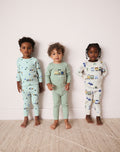 Green/Ecru Train Mini Print Snuggle Pyjamas 3 Pack