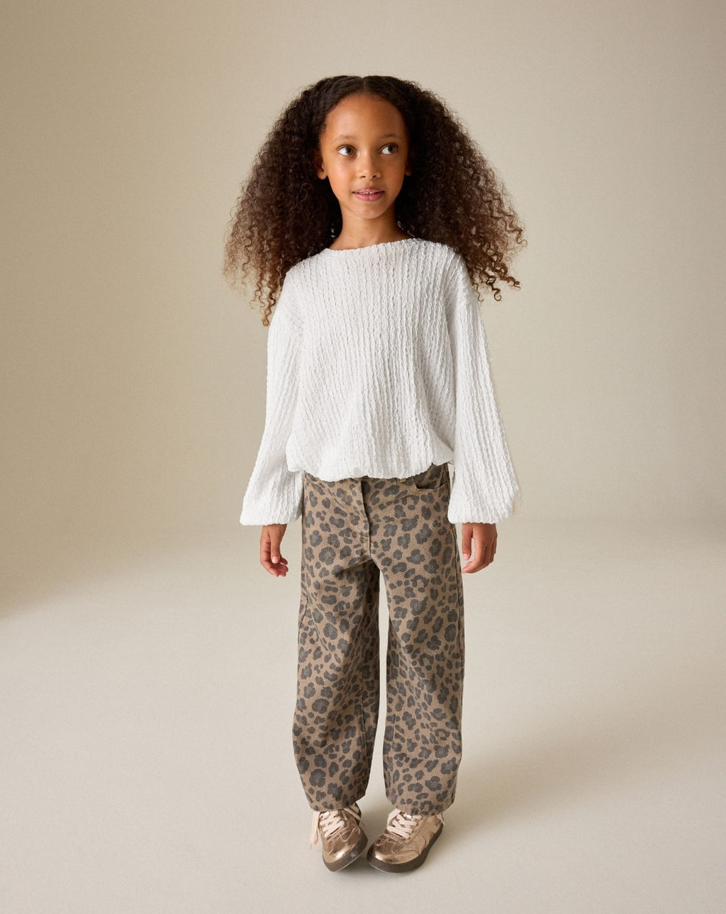 White Long Sleeve Textured Top
