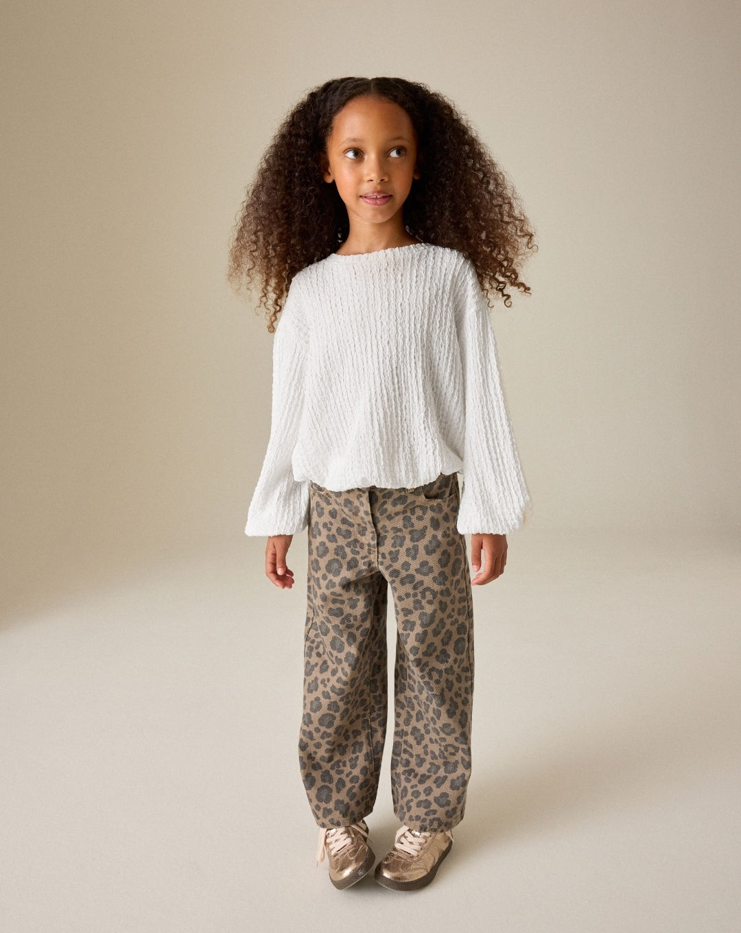 White Long Sleeve Textured Top