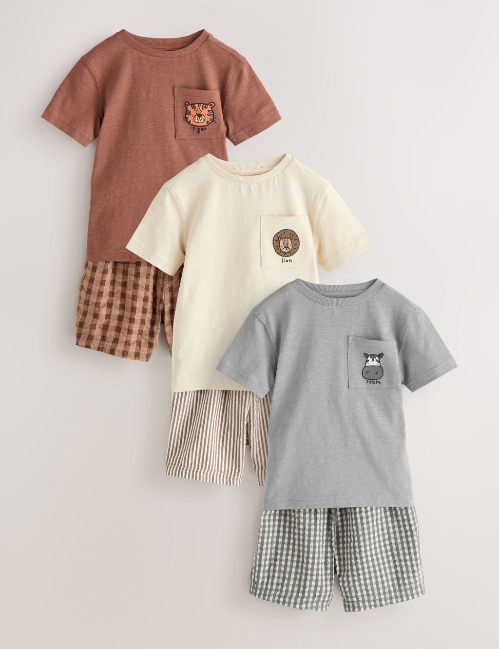 Brown/Cream/Grey Animal Short
Pyjamas 3 Pack