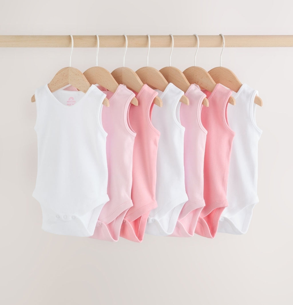 Pink/White 7 Pack Essential Vest
Baby Bodysuits