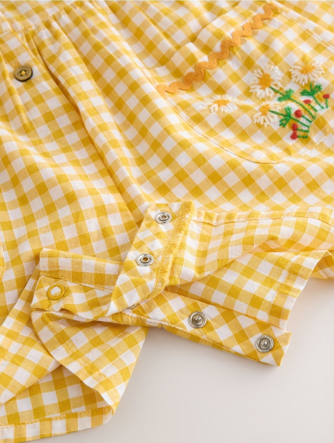 Yellow Gingham Embroidered
Sleeveless Playsuit