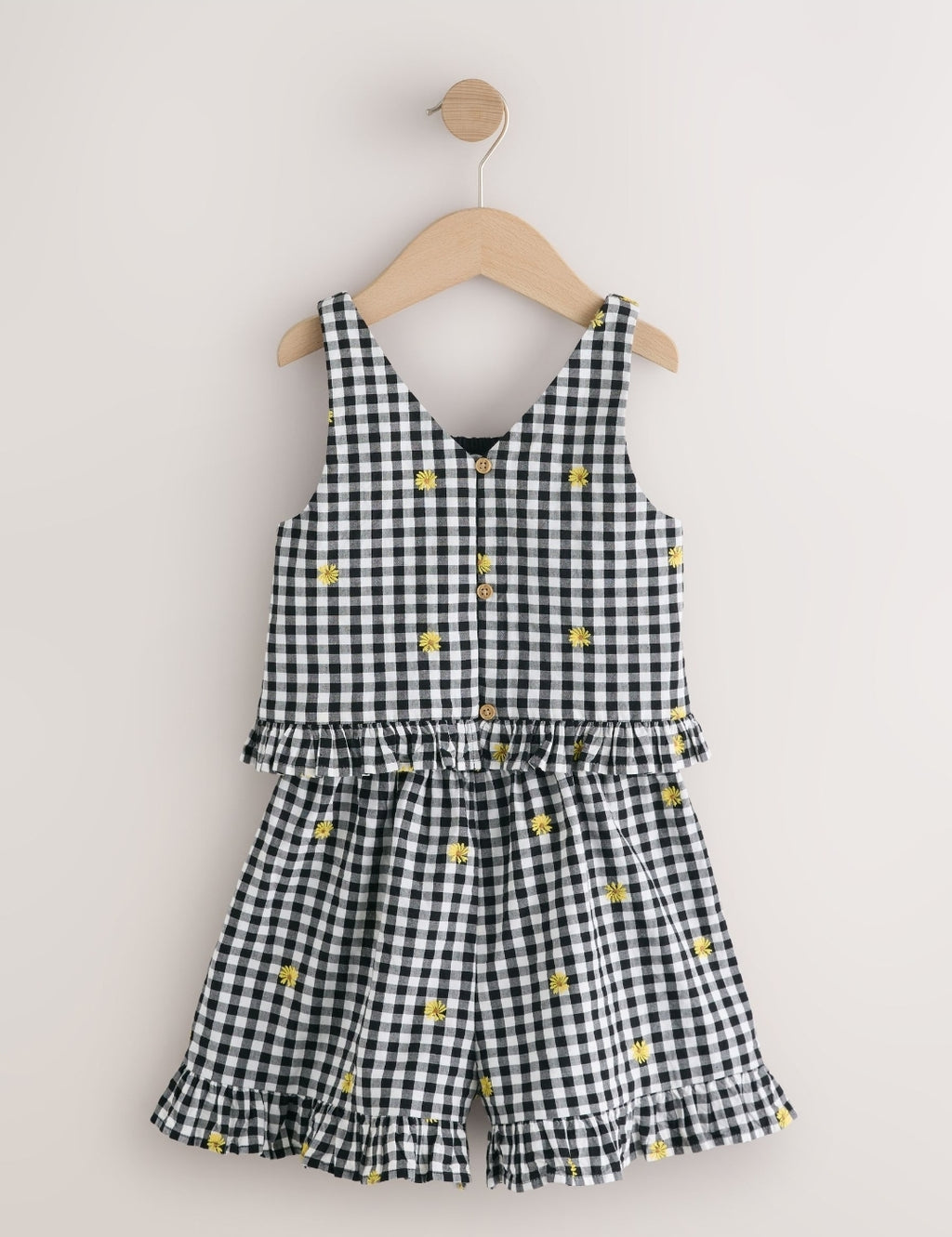Black and White Gingham Button
Through Playsuit