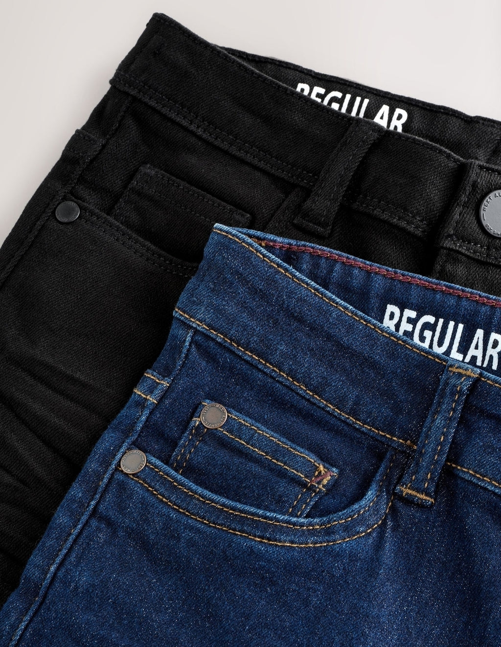 Dark Blue/ Black Denim Regular Fit Stretch Jeans 2 Pack