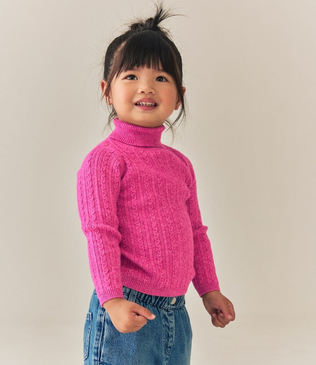 Bright Pink Roll Neck Jumper