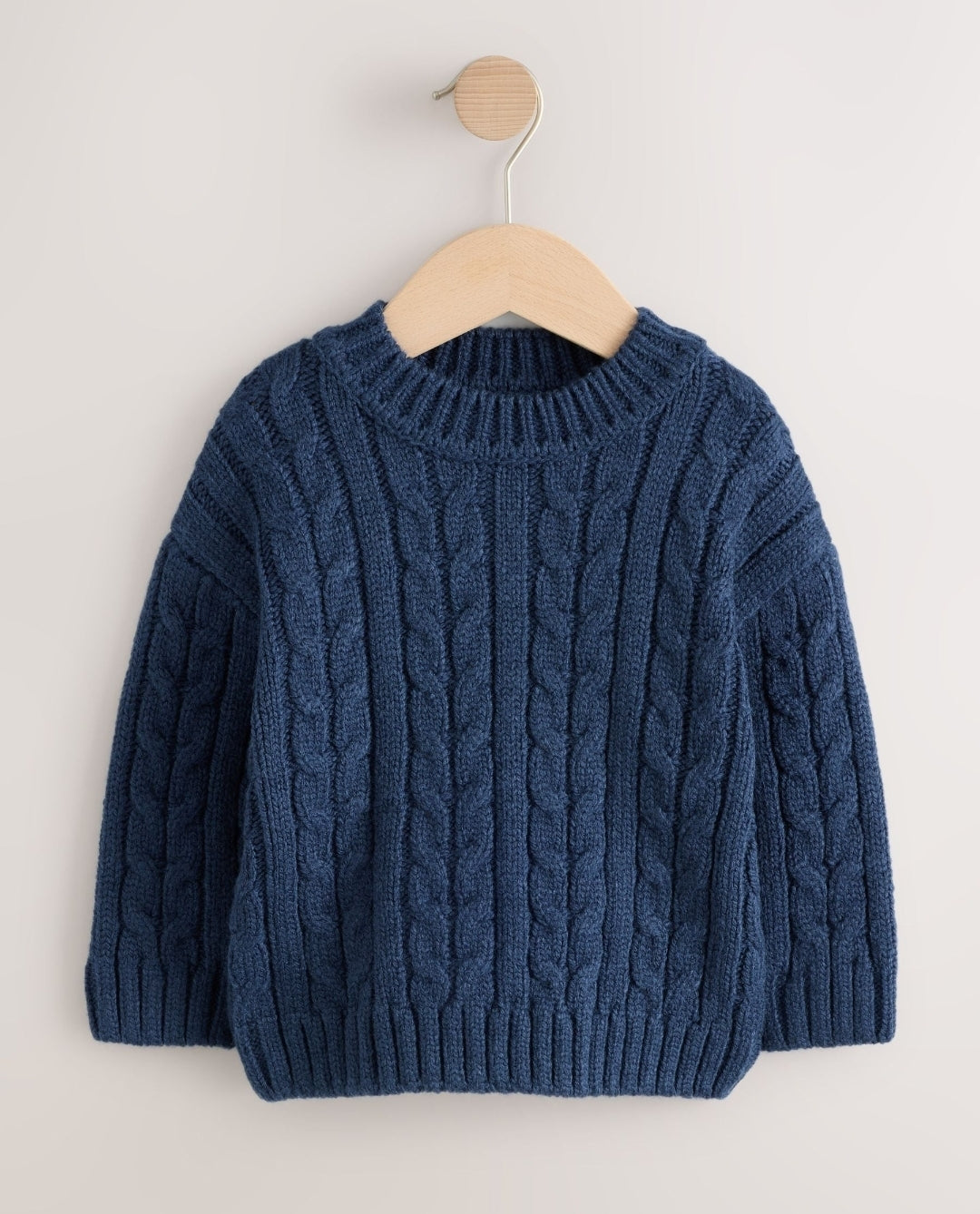 Navy Cable Knit Crew Neck Jumper