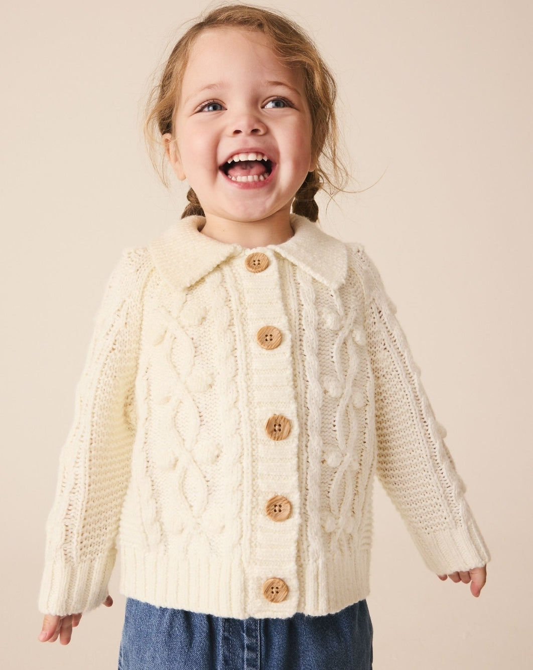 Ecru Chunky Bobble Cardigan