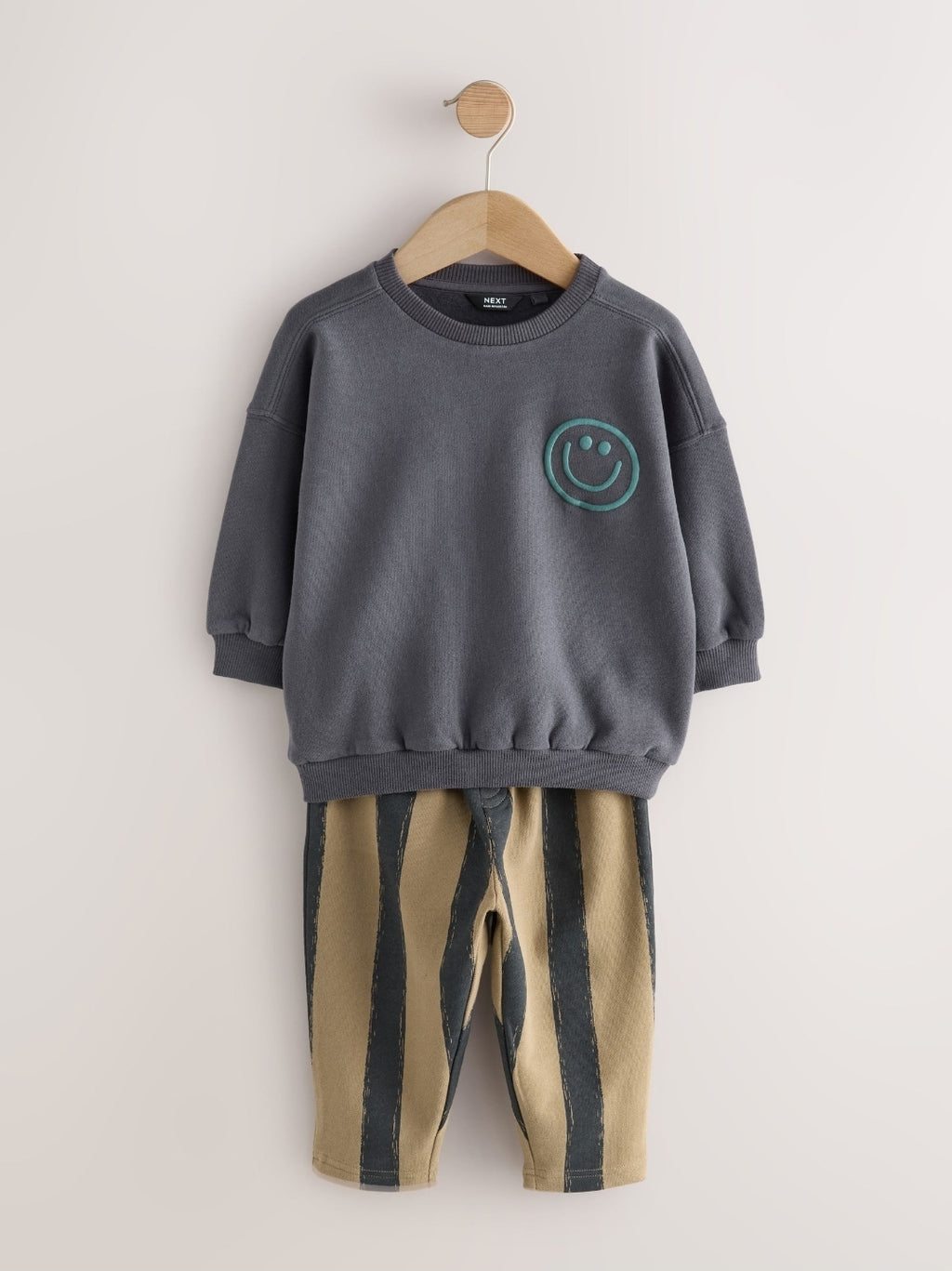 Black/Brown Single Sweatshirt And Stripe Joggers Set