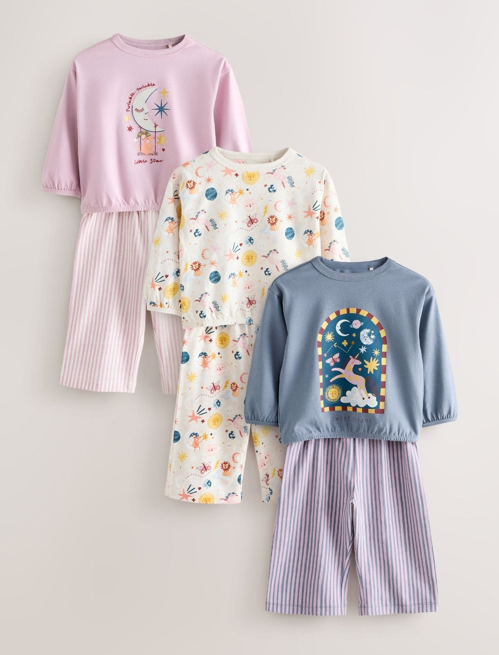 Multicoloured Wide Leg Pyjamas 3 Pack