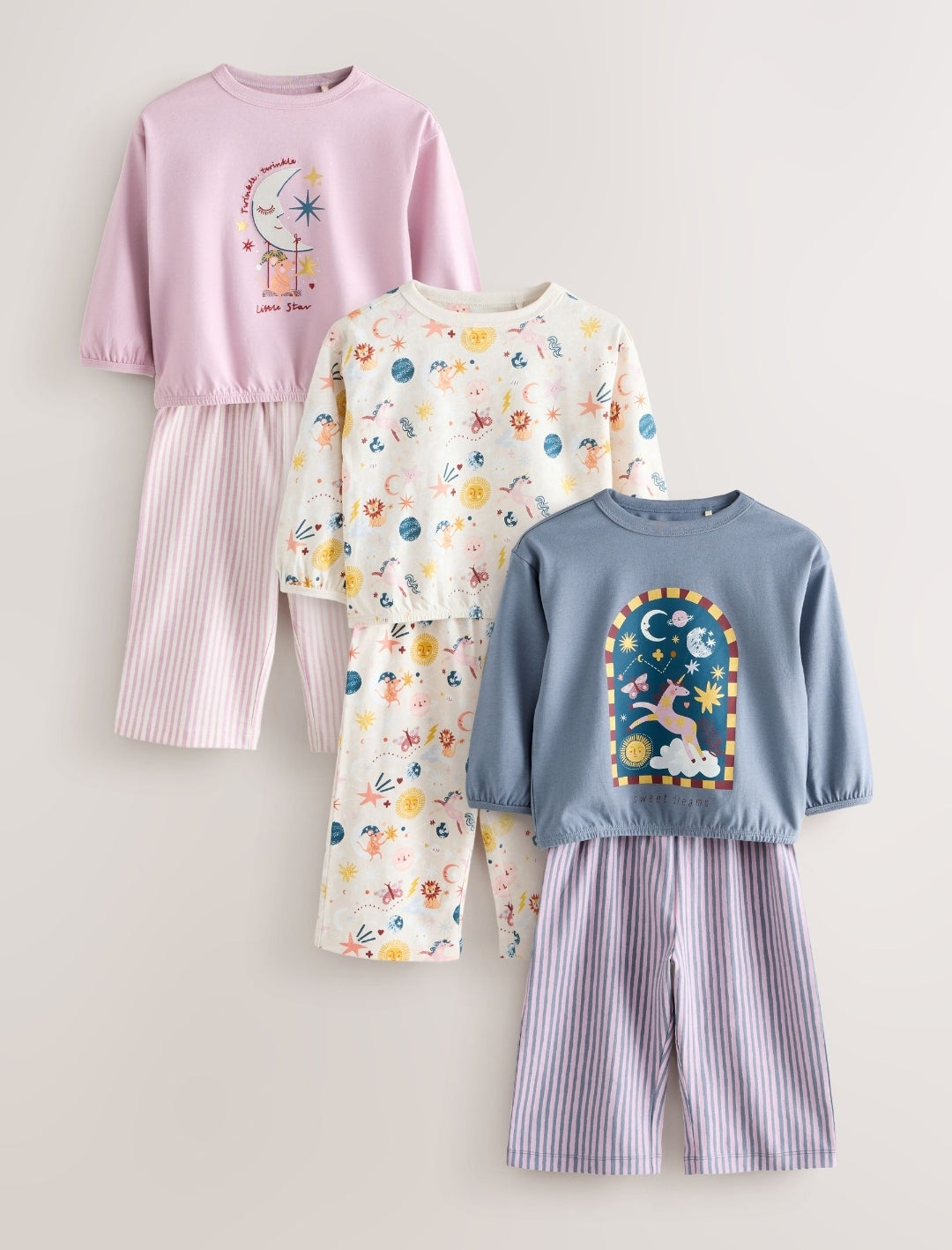 Multicoloured Wide Leg Pyjamas 3 Pack