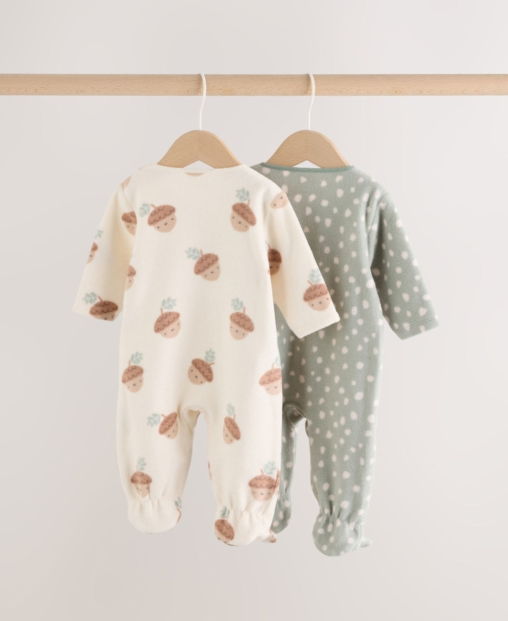 Sage Green Microfleece Two Way
Zip Baby Sleepsuits 2 Pack