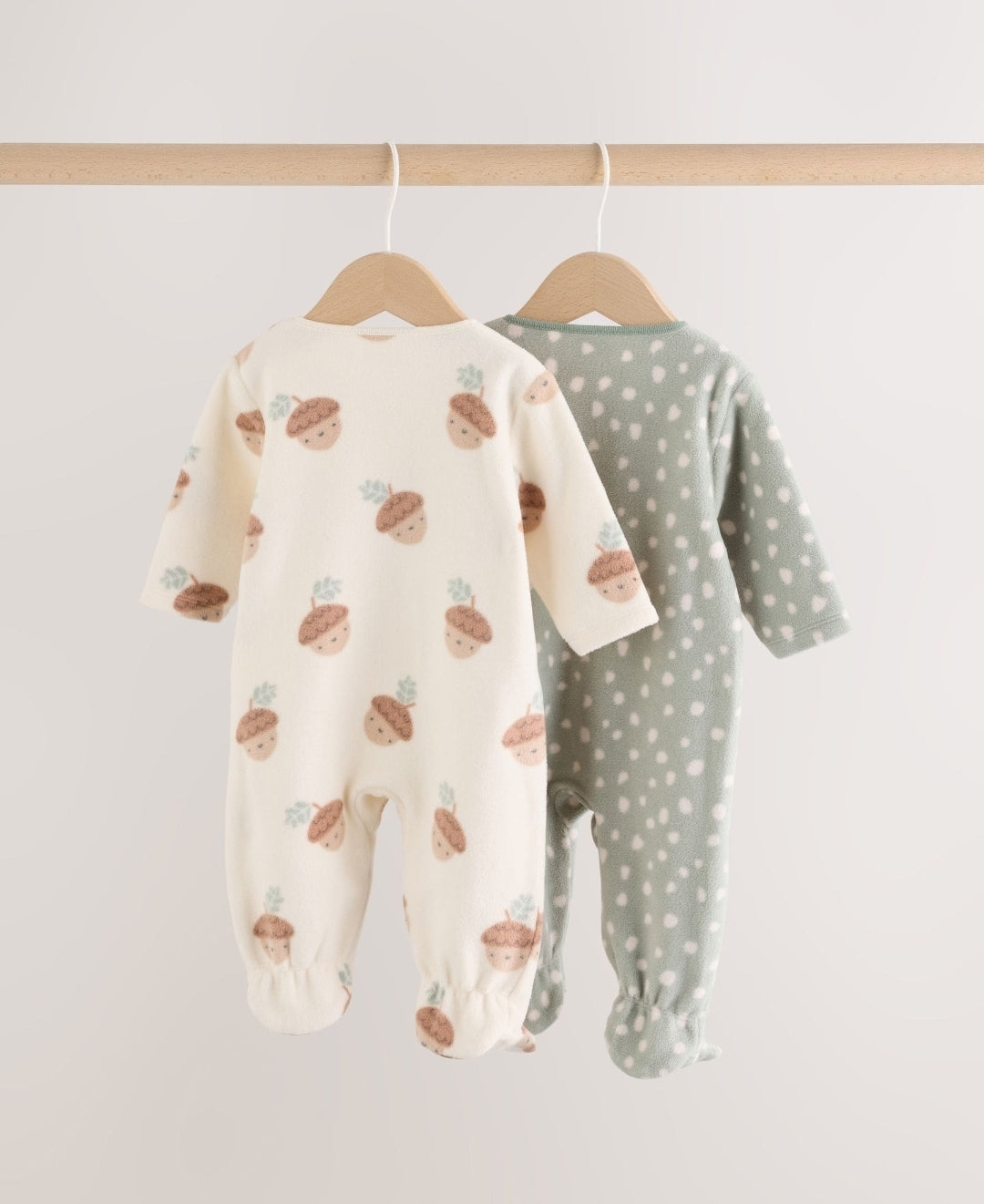 Sage Green Microfleece Two Way
Zip Baby Sleepsuits 2 Pack