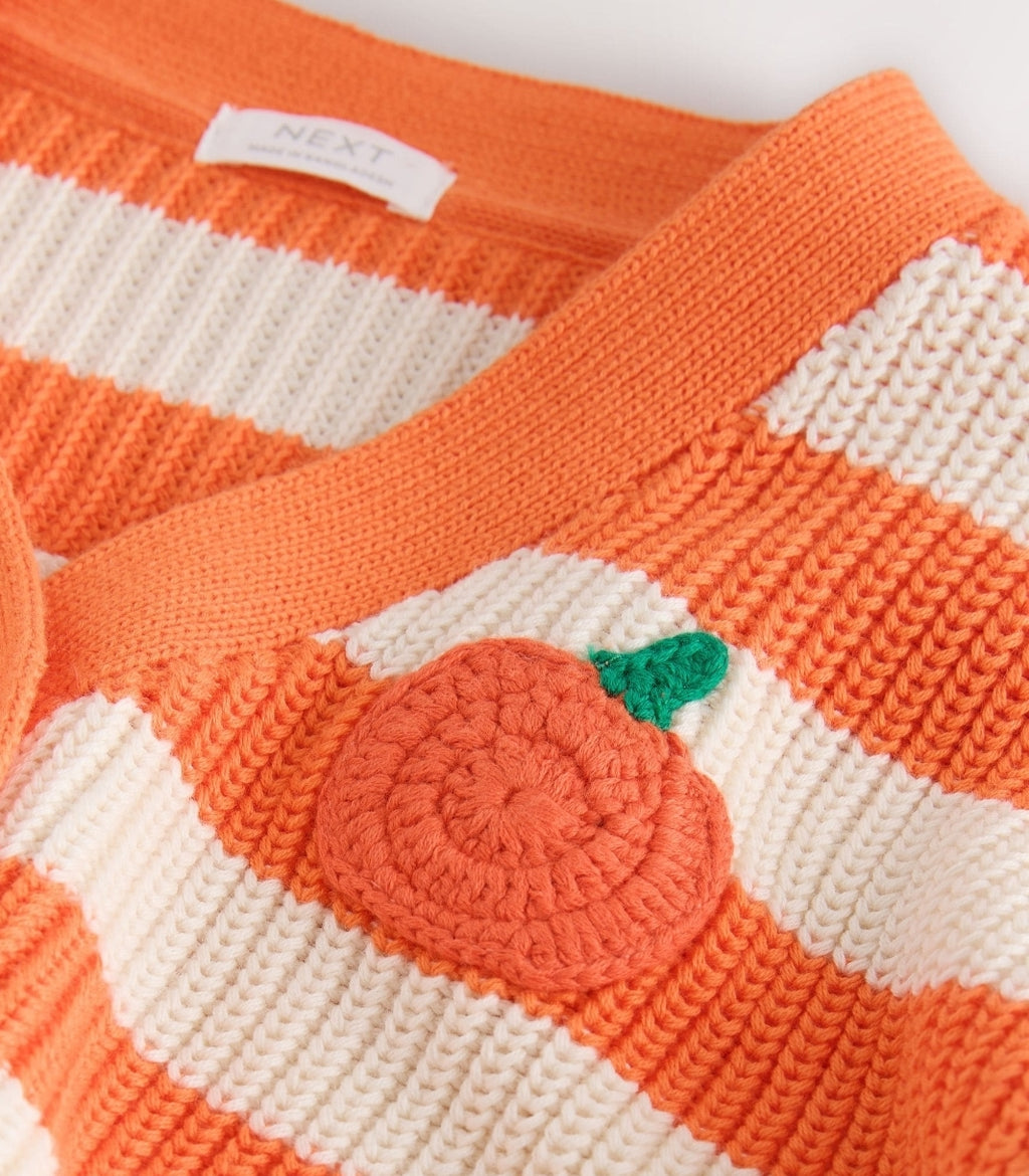 Orange Pumpkin Pie V-Neck Cardigan