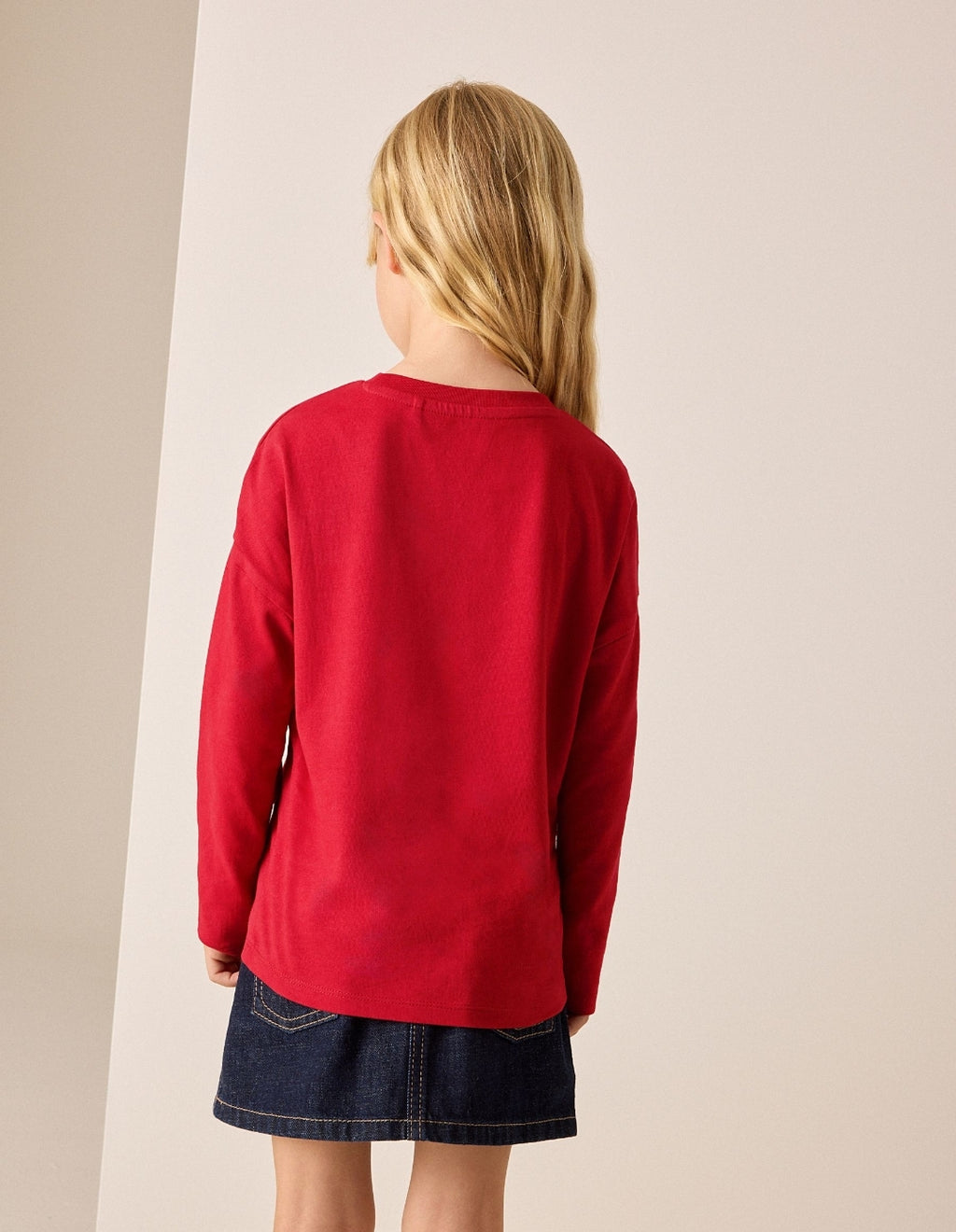 Red Long Sleeve Sequin Heart Top