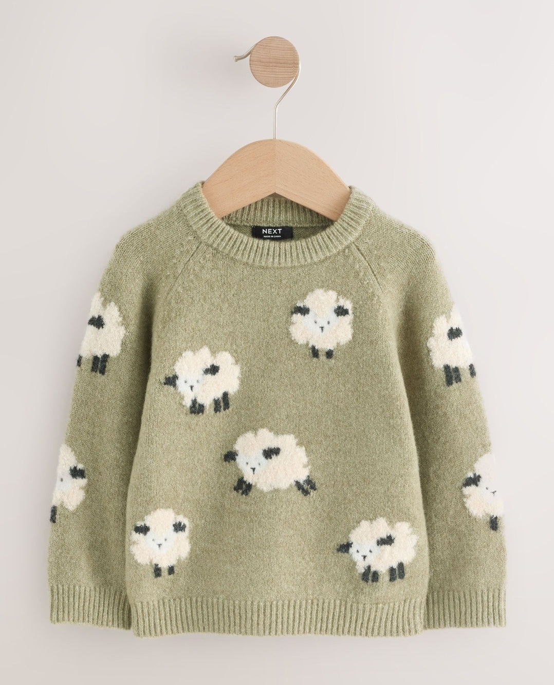 Green Sheep Knitted Crew Neck Jumper