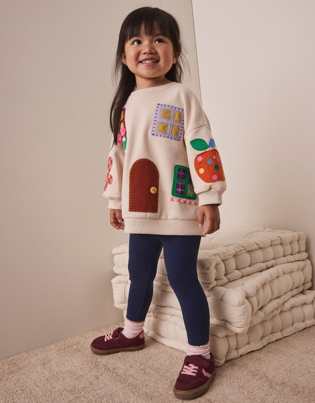 Cream House Sweatshirt and Leggings Set