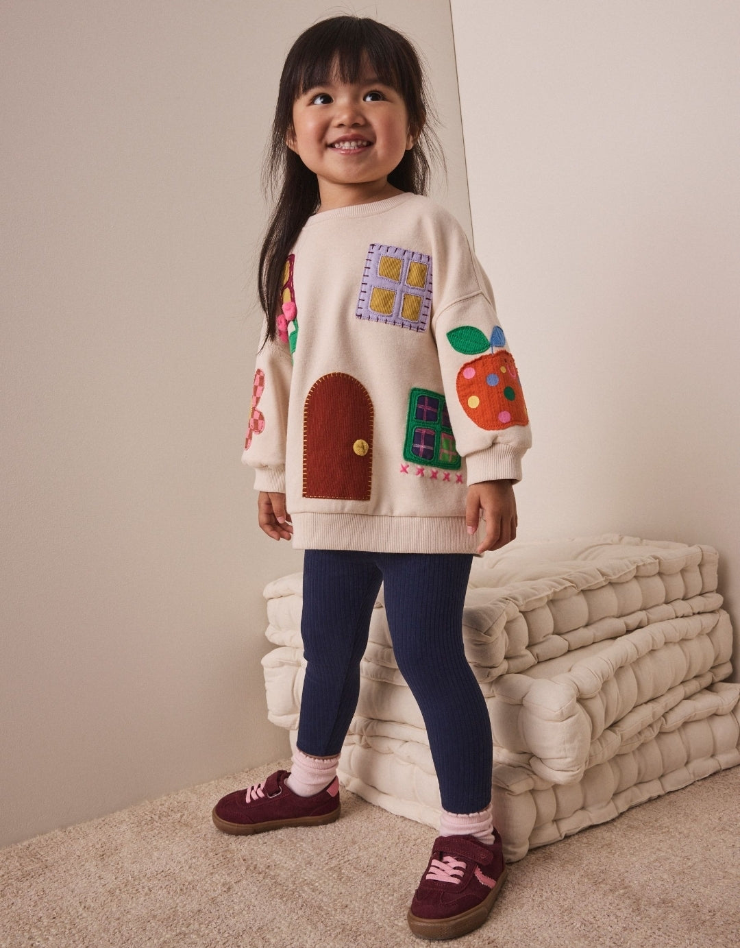 Cream House Sweatshirt and Leggings Set