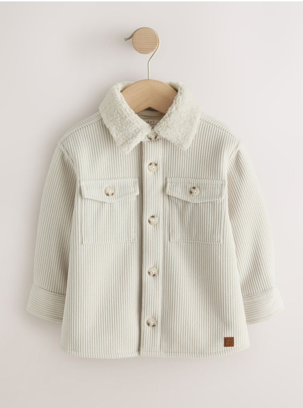 Ecru White Borg Lined Cord Shacket