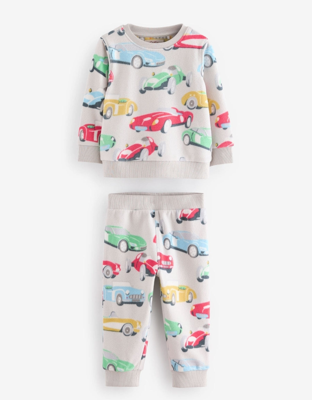 Cath Kidson Red/Ecru White Cars Single Cosy Fleece Pyjamas