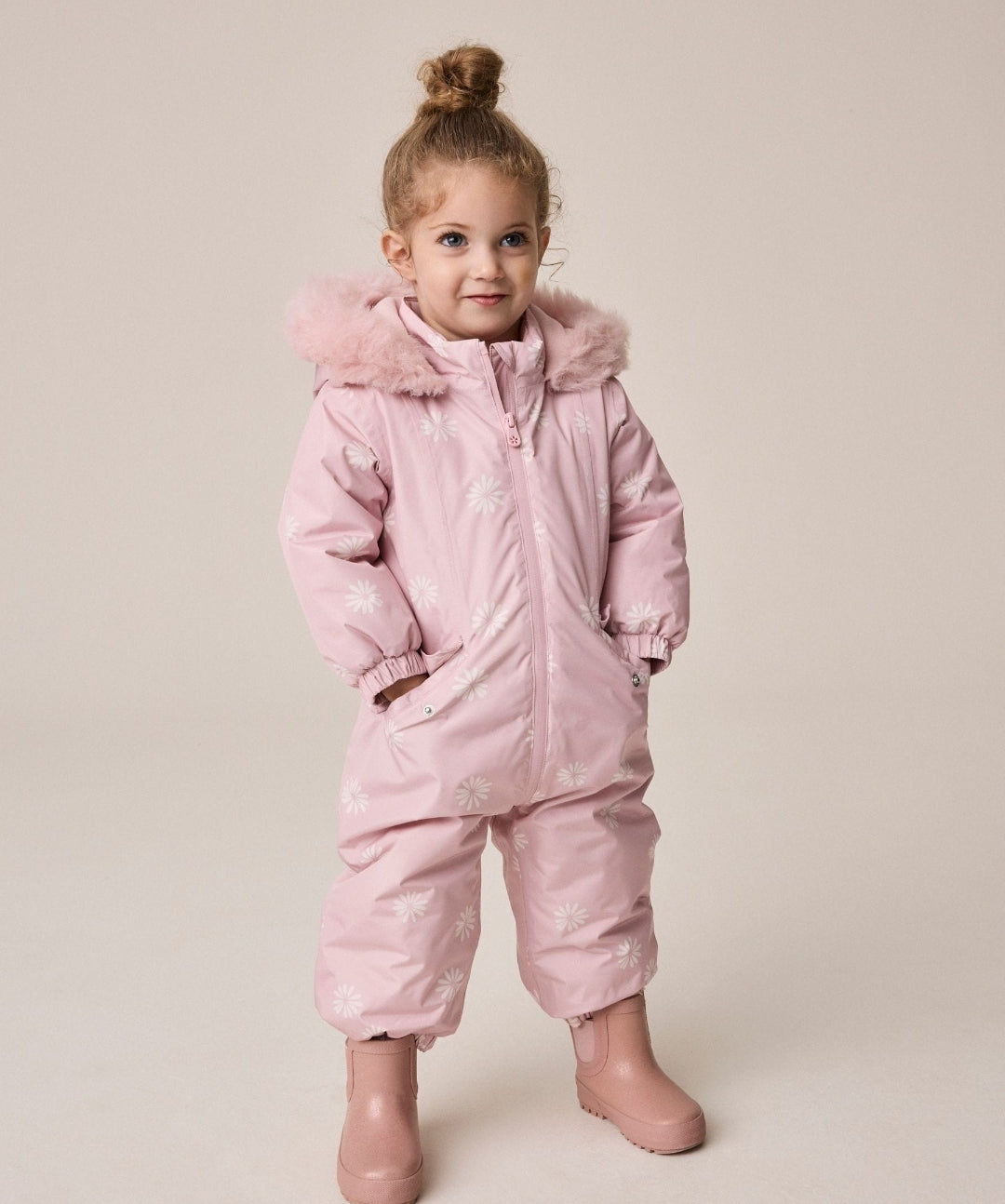Pink Floral Waterproof Printed Snowsuit