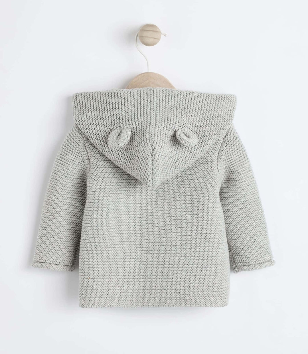 Grey Knitted Hooded Baby Cardigan