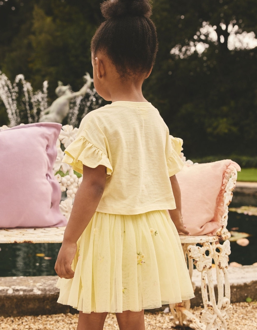 Yellow Embroidered Top & Skirt Set