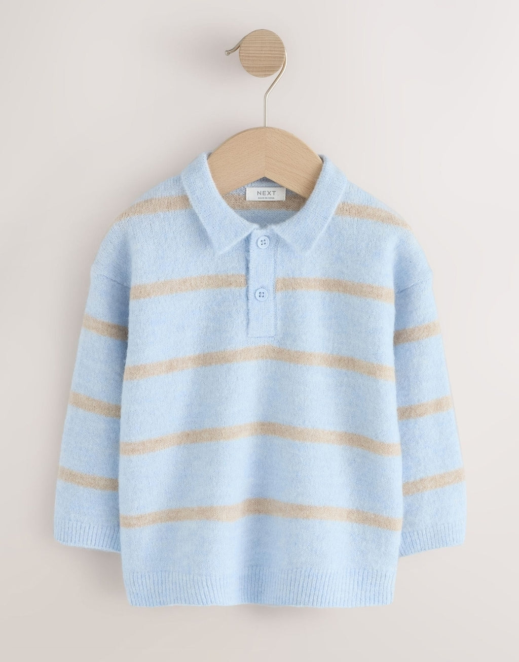 Blue/Neutral Knitted Stripe Polo
Shirt