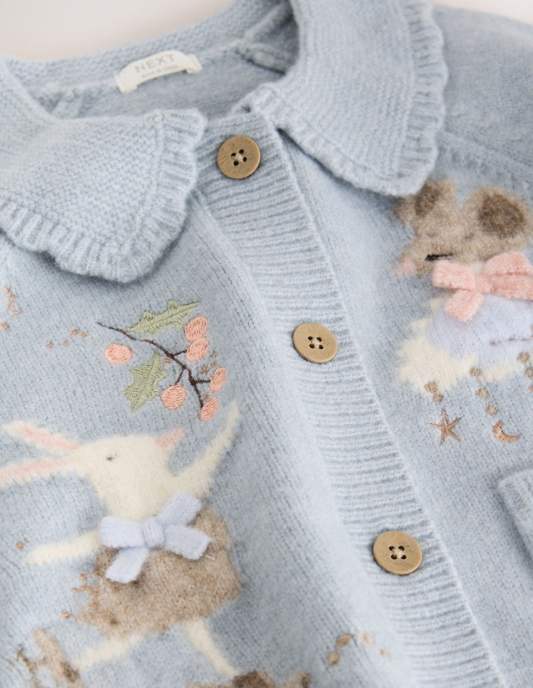 Blue Rabbit and Mouse Collar Cardigan