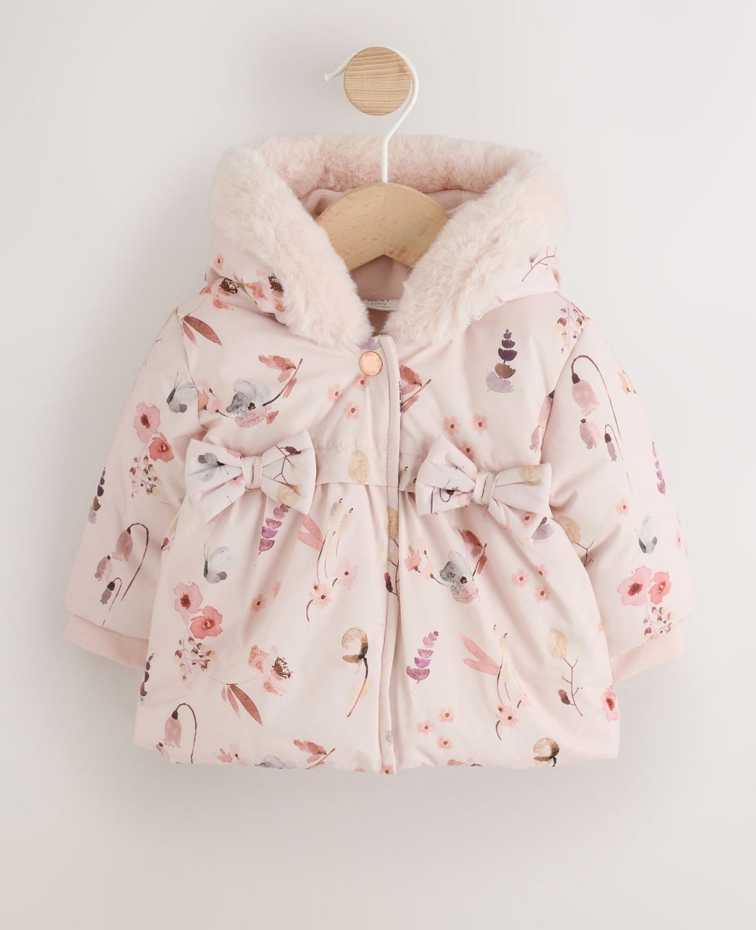 Watercolour Printed Bow Front
Puffer Baby Jacket
