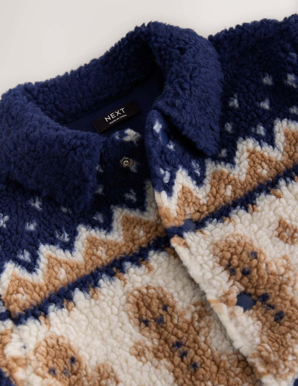 Navy Gingerbread Borg Fleece Shacket