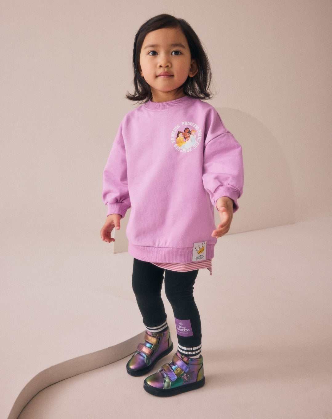 Purple Disney Princess Long Sleeve Mock Layer Top and Leggings Set