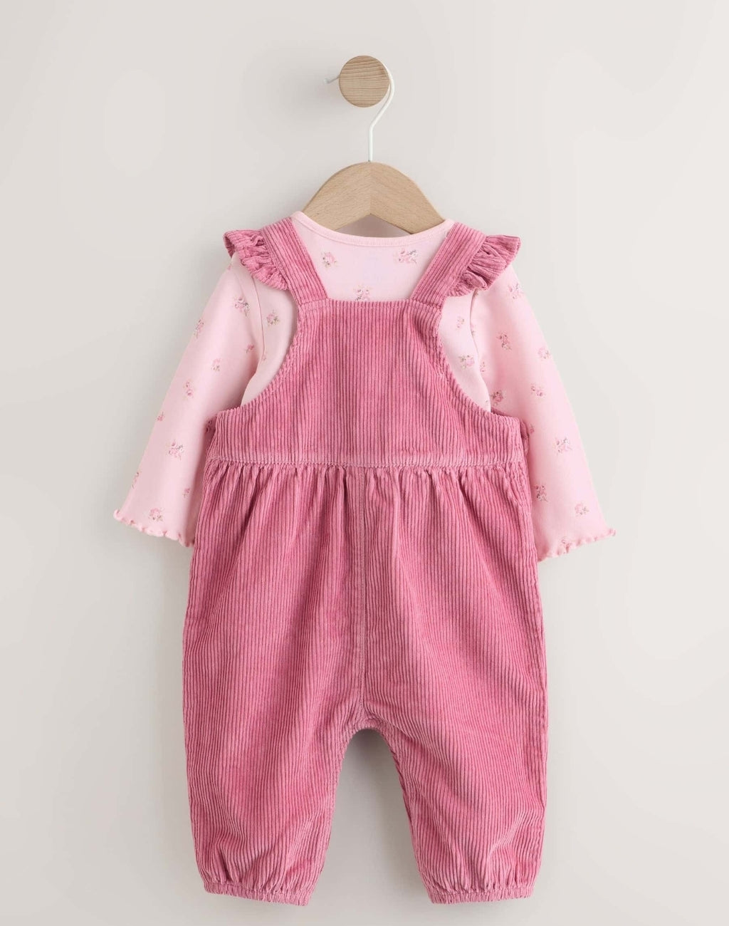Pink Cord Dungarees and Bodysuit Baby Set 2 Piece