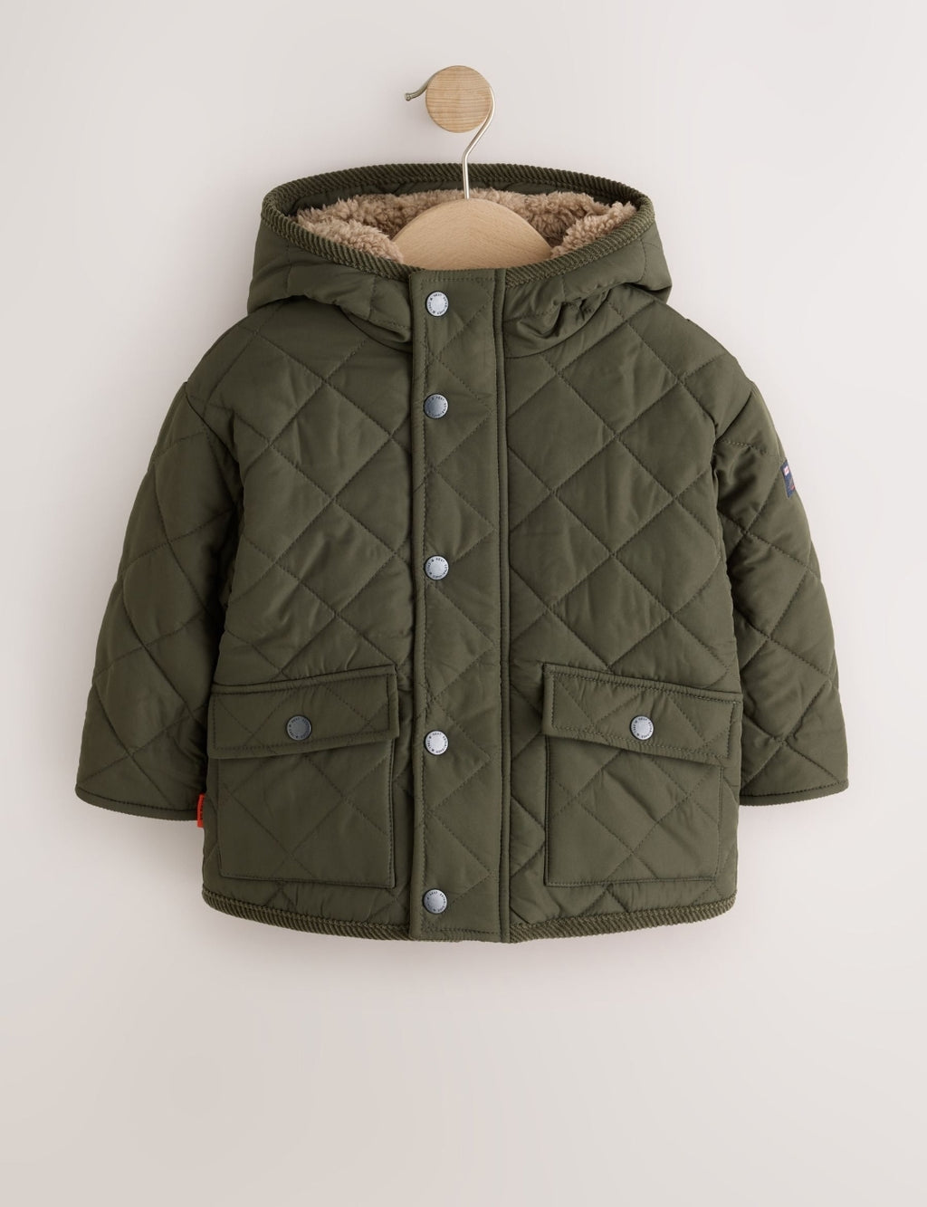 Green Quilted Borg Lined Coat