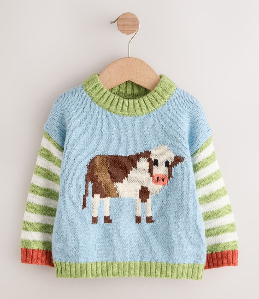 Multi Bright Cow Character Knitted 
Crew Neck Jumper