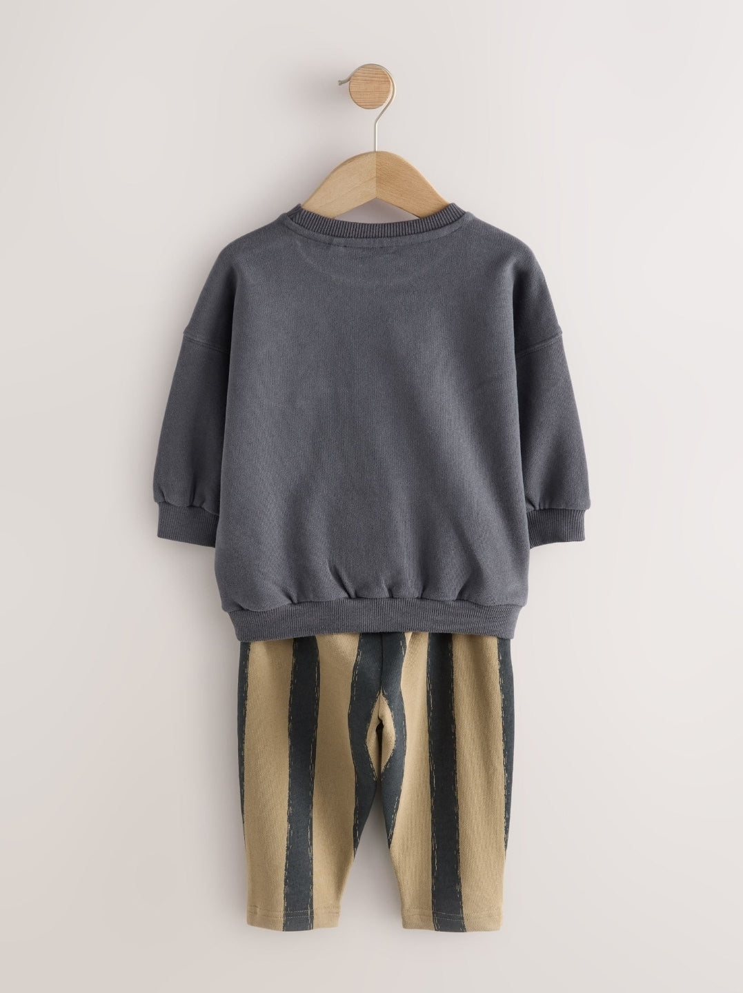 Black/Brown Single Sweatshirt And Stripe Joggers Set