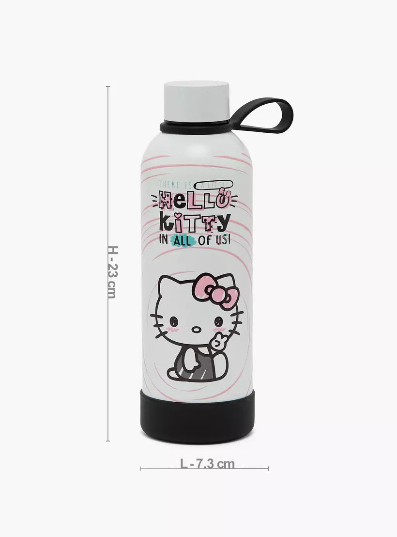 Sanrio Hello Kitty Print Stainless Steel Water Bottle with Screw Lid and Loop Handle