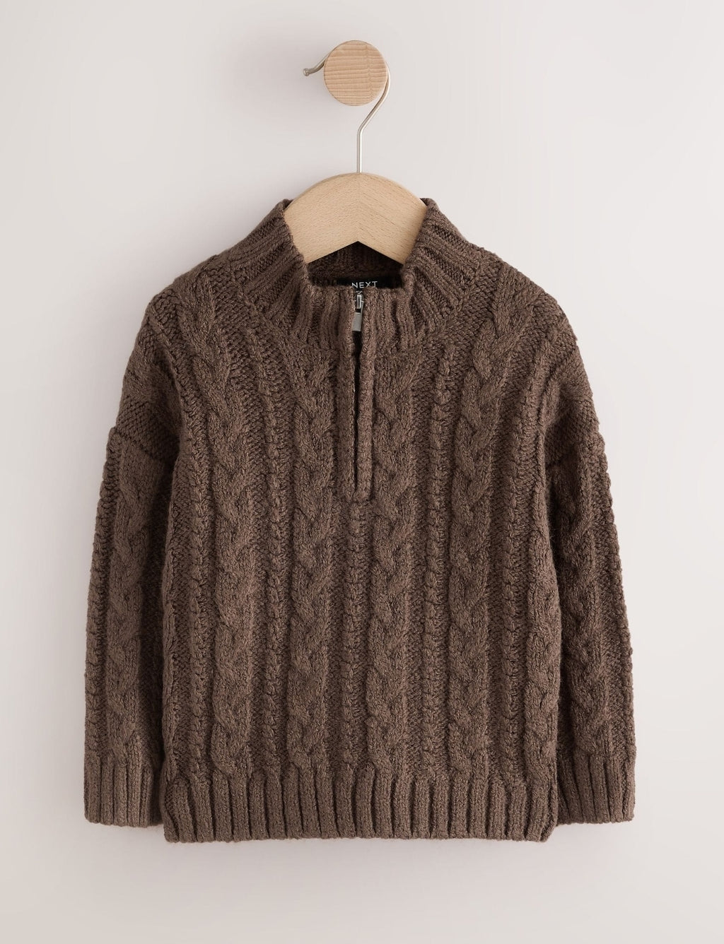 Brown Zip Neck Knitted Cable
Jumper