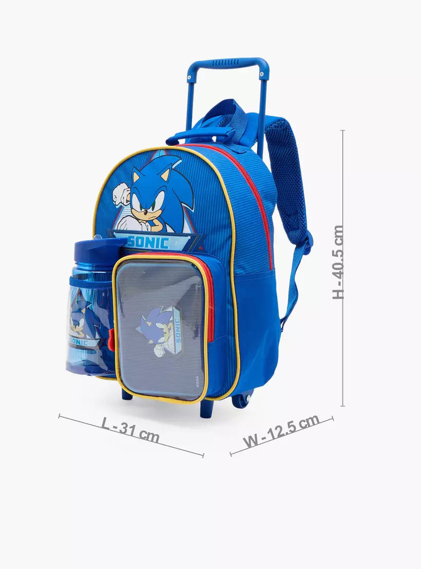 SEGA Sonic Print 3-Piece School Trolley Bag Set  14 inches
