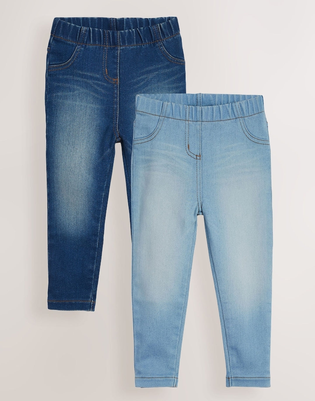 Mid Blue/Light Blue Denim 2 Pack Elasticated Waist Jeggings