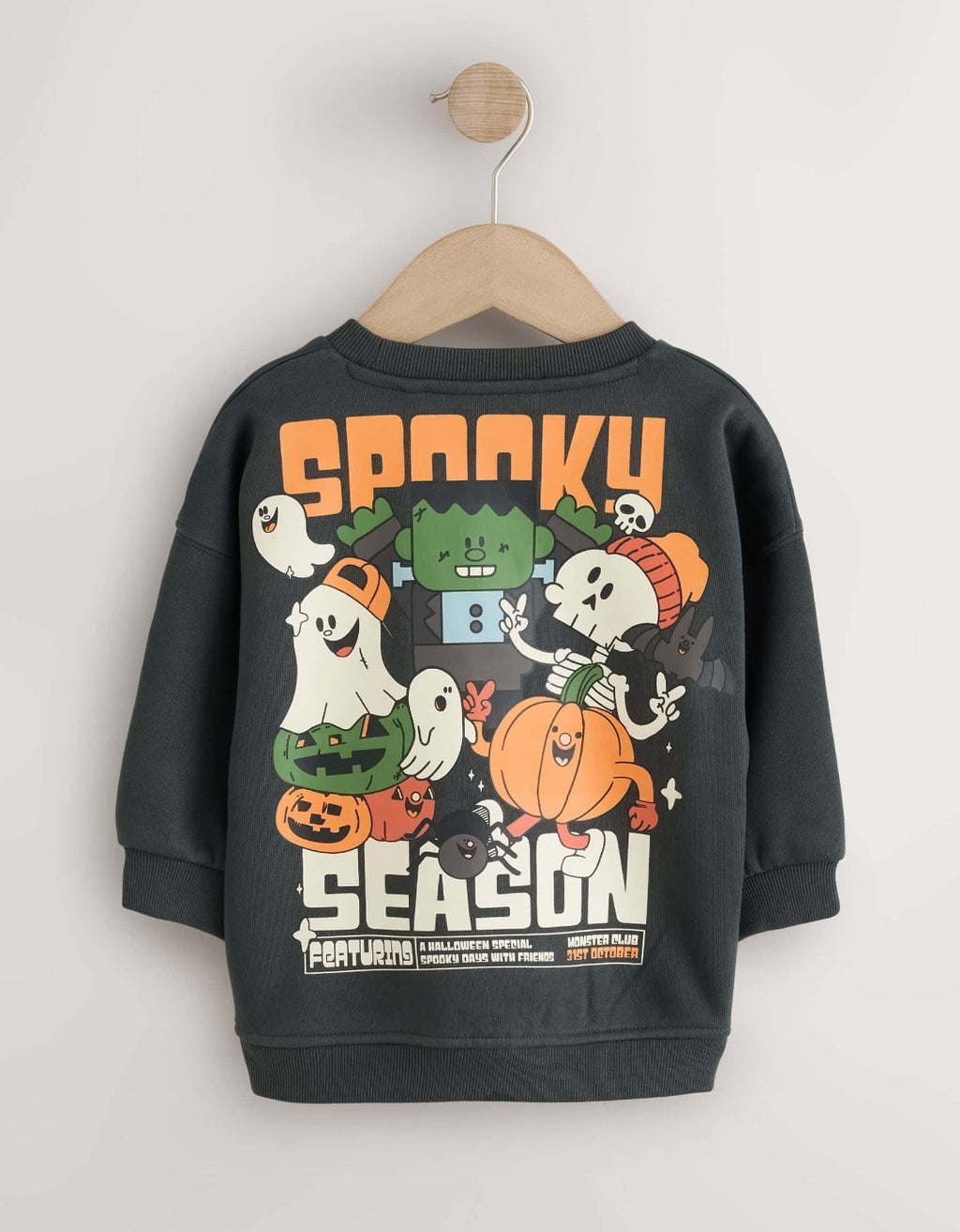 Charcoal Grey All Over Printed Crew NeckSweat Top