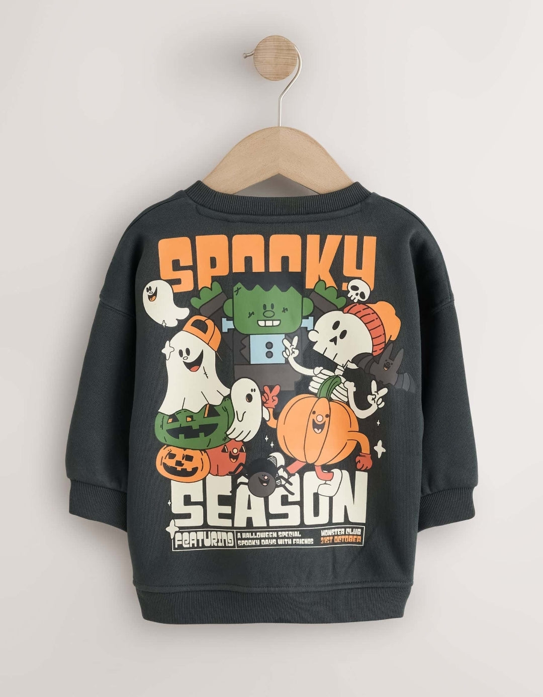 Charcoal Grey All Over Printed Crew NeckSweat Top