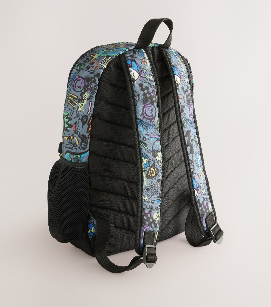 Grey Doodle Print Backpack.        16 inches