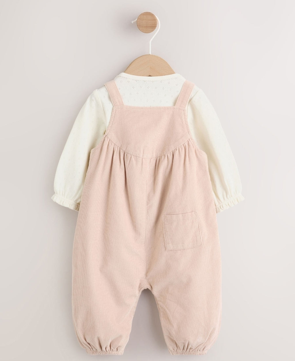 Ecru Bunny Baby Cord Dungarees And Long Sleeve Bodysuits 2 Piec