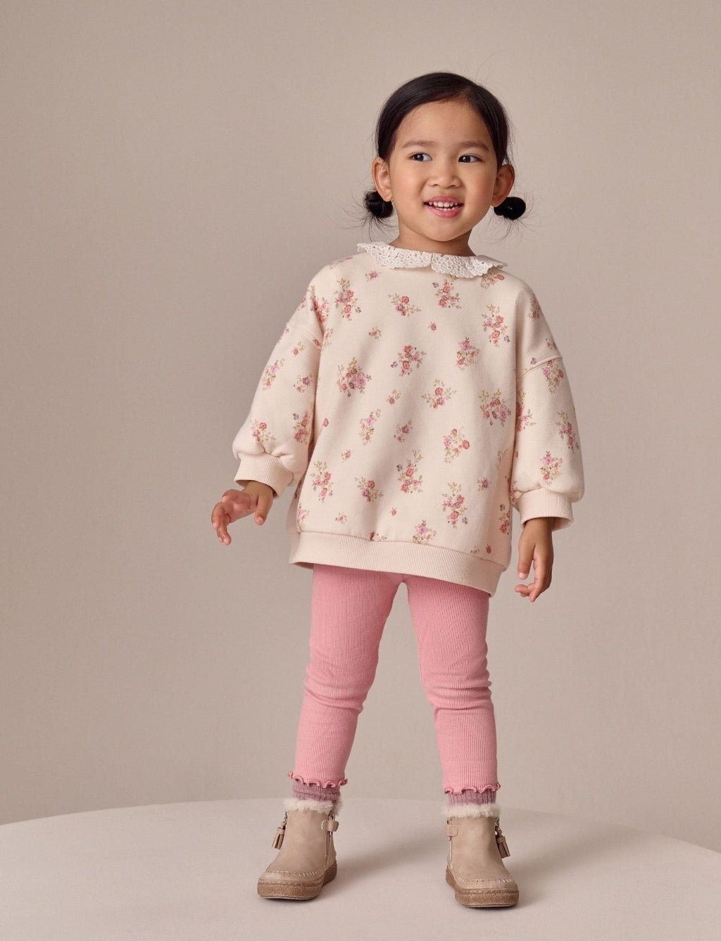 Light Pink Ditsy Floral Sweatshirt and Leggings Set