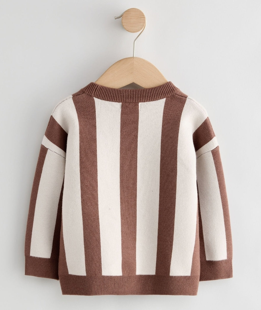 Brown/Cream Stripe Knitted Crew Neck Jumper