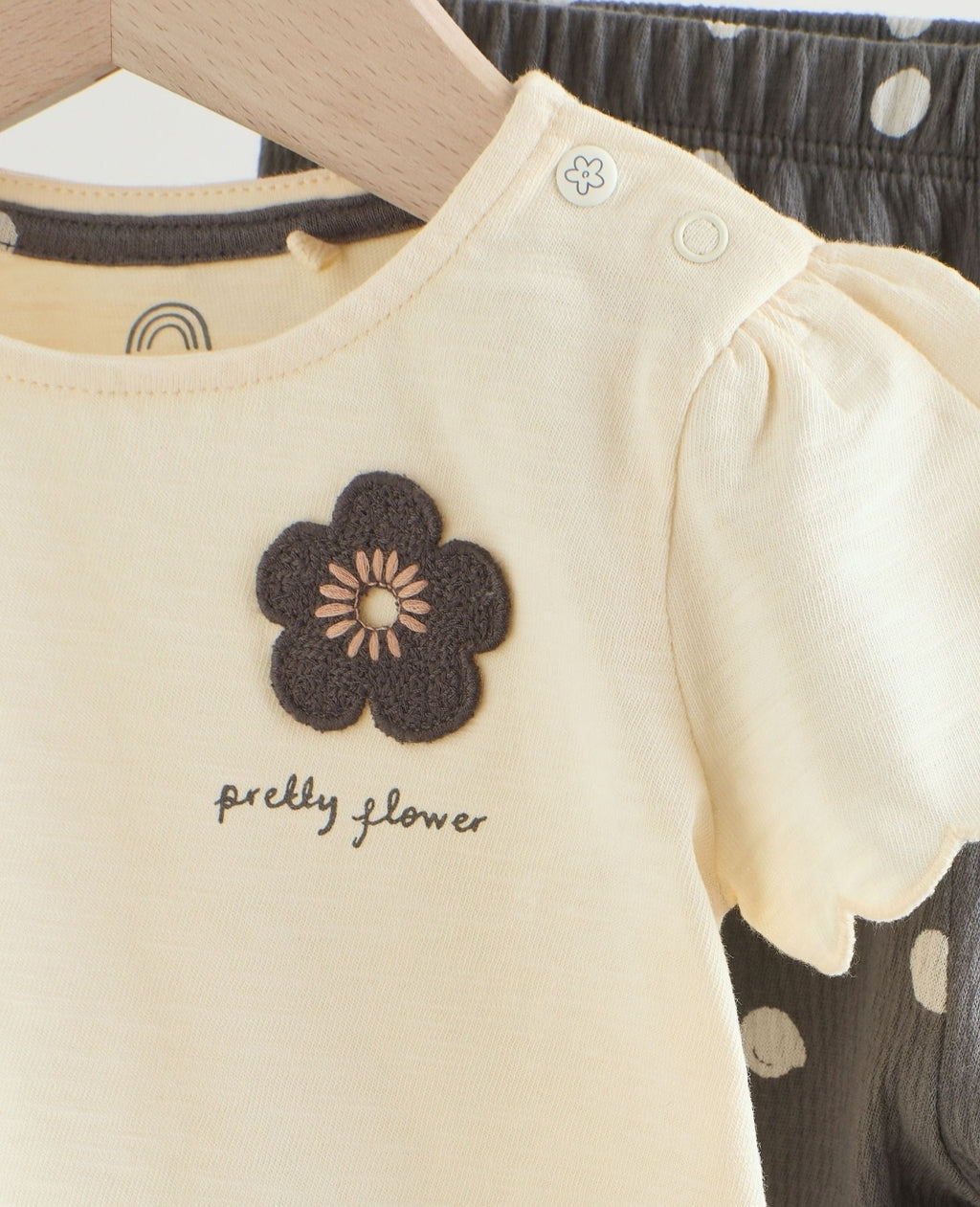 Black/White Flower Short Sleeve
Baby Top And Wide Leg 2 Piece Set