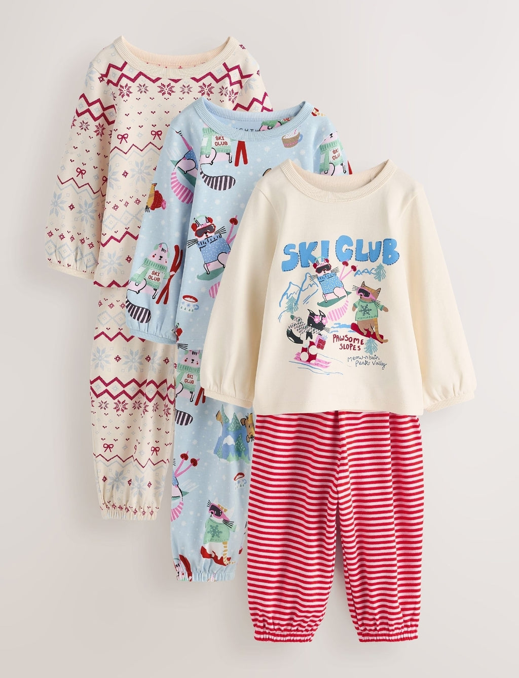 Cream/Blue Jogger Pyjamas 3 Pack