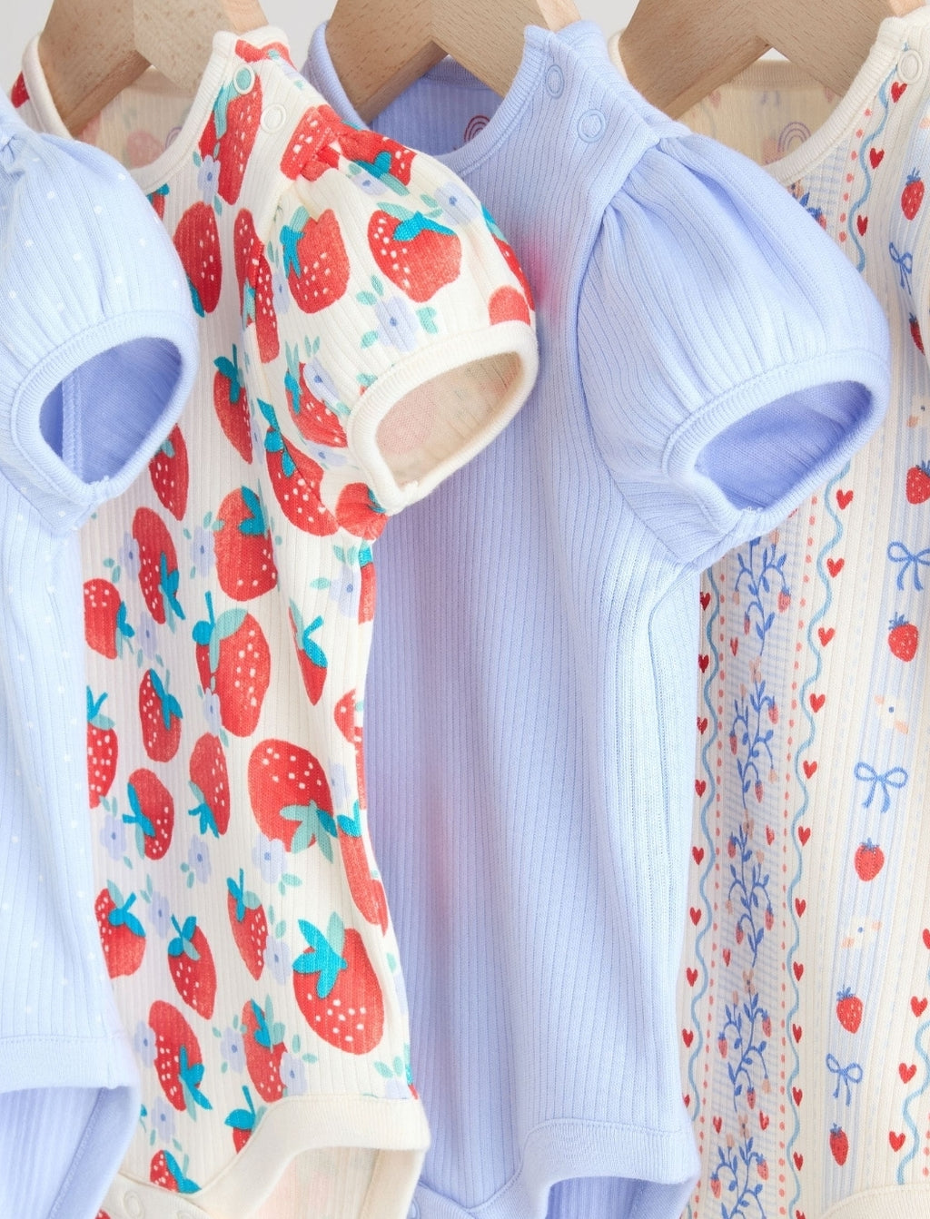 Blue Short Sleeve Baby Bodysuits 5 Pack