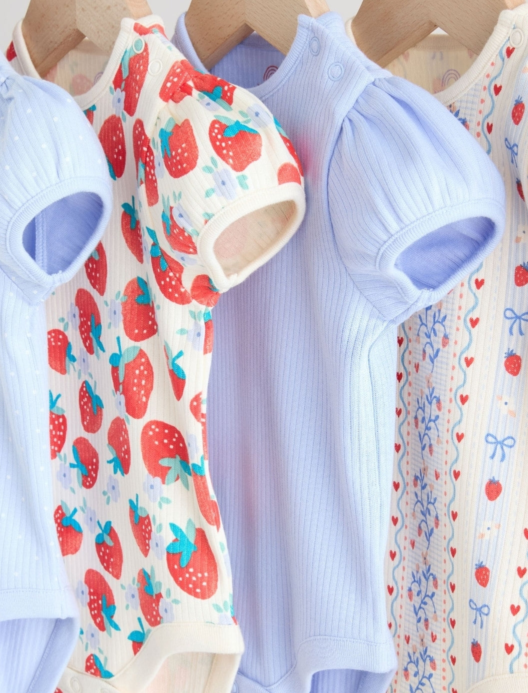 Blue Short Sleeve Baby Bodysuits 5 Pack